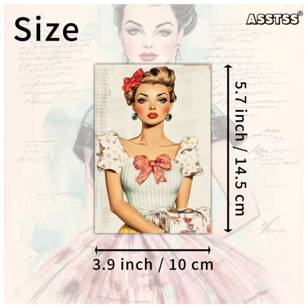NWT 20pc Retro 1950s Pinup Fashion Journal Craft Cards 4x6